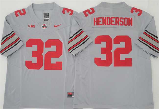Men%27s Ohio State Buckeyes #32 TreVeyon Henderson Gray 2025 F.U.S.E. Limited Stitched Jersey
